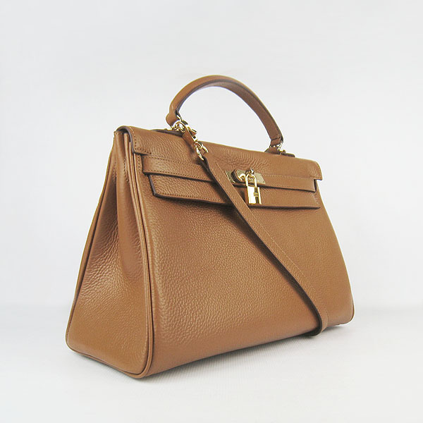 High Quality Hermes Kelly 35cm Togo Leather Bag Coffee 6308